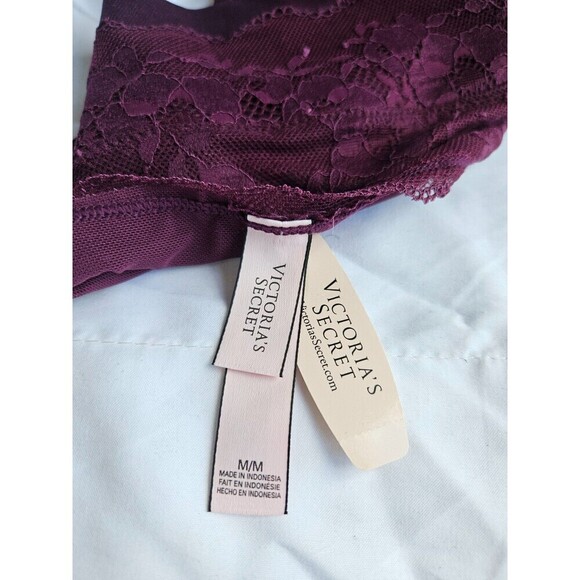 VS floral lace unlined triangle bralette NEW Med Burgany (Wine) - Picture 5 of 7